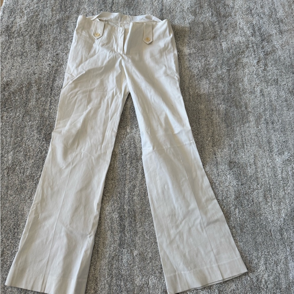 Theory Cream Wide-Leg Trousers